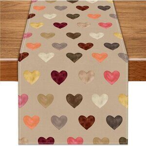 Valentine’s Day Table Runner 13x72 Inch ,Colorful Love Heart Seasonal Ho…